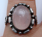 Vintage Silver Decorative Rose Quartz Ring