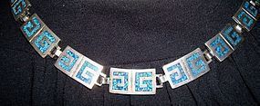Vintage Sterling Silver Turquoise Necklace Taxco Mexico all Hallmarks