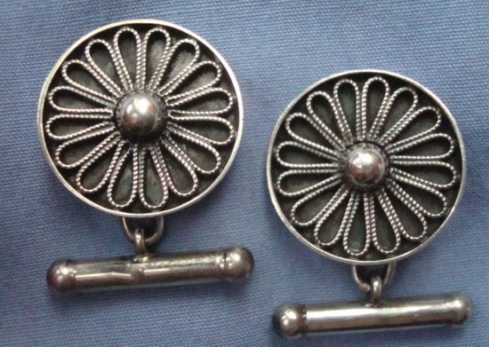 Fine Vintage Silver Cuff Links All Maker's Marks Hallmarks Circa 1920s