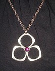 Mod Pewter Pendant Purple Stone Necklace Artist Marked SWEDEN