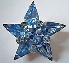 Fine Blue Star Crystal Brooch c. 1950's