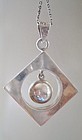 Sterling Mod Geo Pendant Dangling Ball TAXCO MEXICO