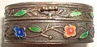 Antique Silver Enamel Pill Box Marked CHINA with Flowers of All Colors