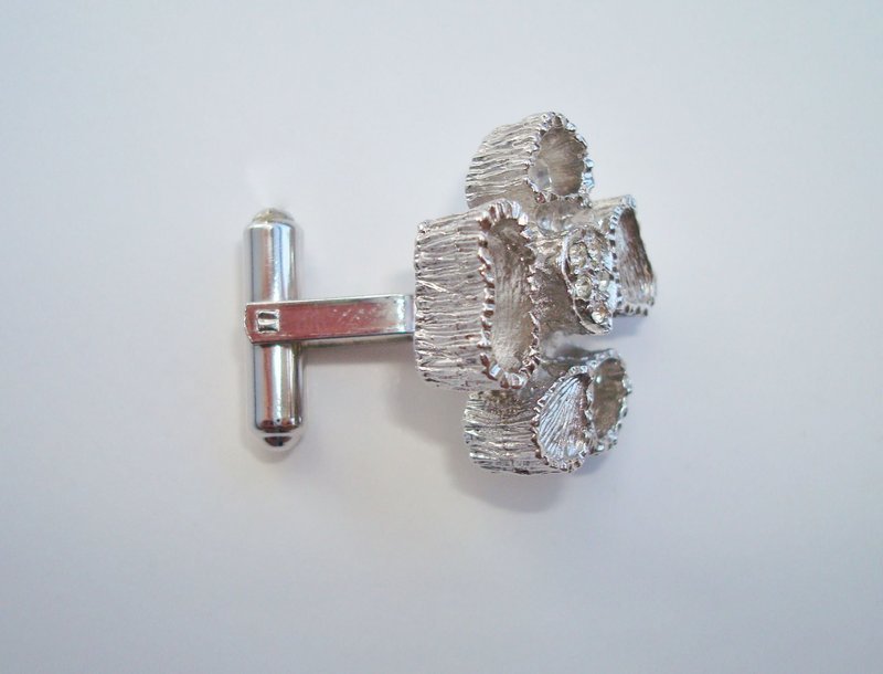 Vintage Mod Cuff Links Silver Tone With Great Design Mid Century