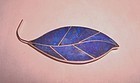 Vintage Silver and Lapis Leaf Pin with Nice Stone Inlay
