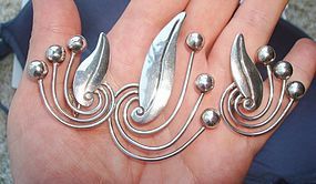Taxco Mexico 3-piece Set of Earrings Brooch Pendant Sterling Hallmarks