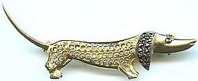 Alice Caviness Sterling Marcasite Dachshund Pin GERMANY