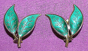 David Andersen Sterling Vermeil Enamel Earrings NORWAY