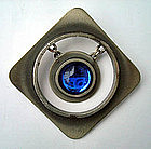 Vintage Mod Denmark Pewter Pendant Blue Stone by Bent Larsen