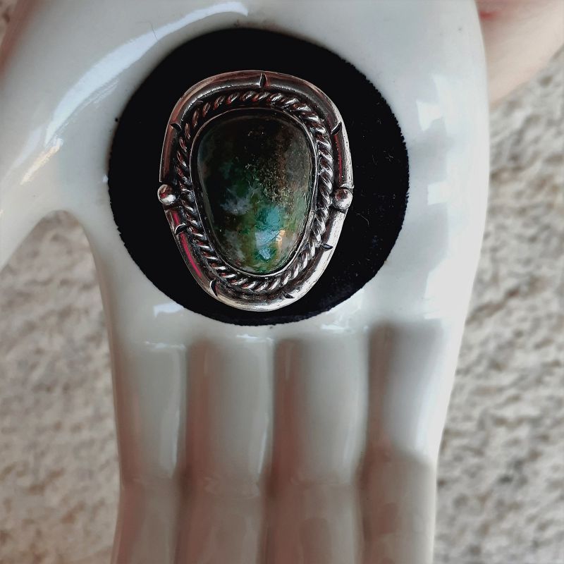 HUGE Vintage Sterling Silver Gemstone Ring Green and Other Colors