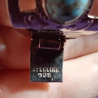 Vintage Sterling Turquoise Taxco Mexico Hinged Bracelet all Hallmarks