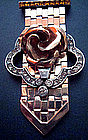 FINE Dorsons Rose Clip Gold Fill and Sterling Rhinestones circa 1940's