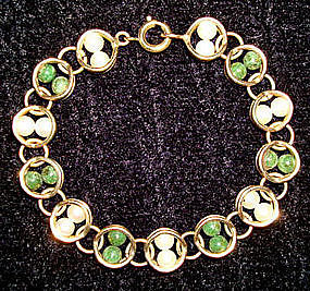 Fine Vintage Pearls Jade Bracelet in 12K Gold Fill by Binder Brothers