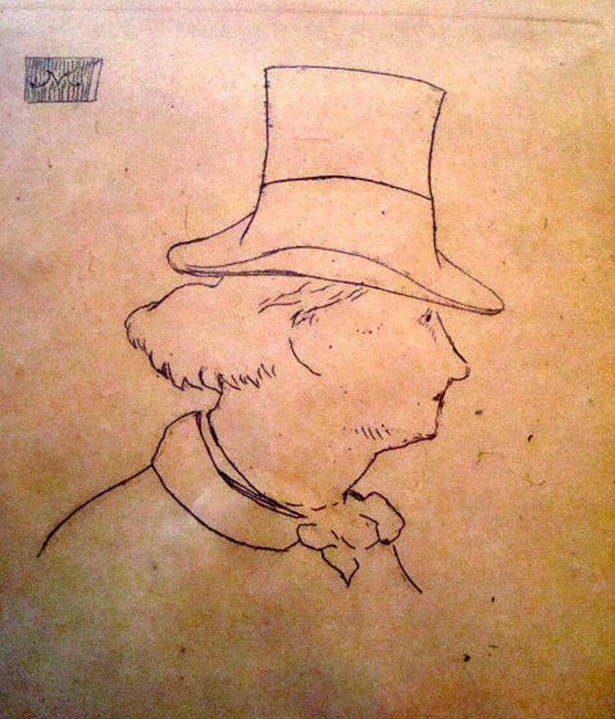 Original Etching Manet Baudelaire profil en chapeau