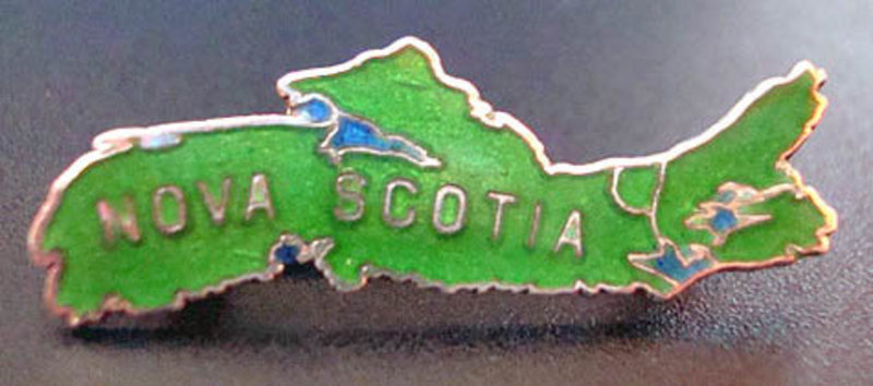 Old Sterling Silver &amp; Enamel Nova Scotia Map Brooch