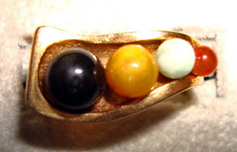 Mod Gold Ring with Multicolored Stones - Unusual