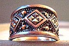 Vintage Sterling Silver Marcasite Wide Band Ring