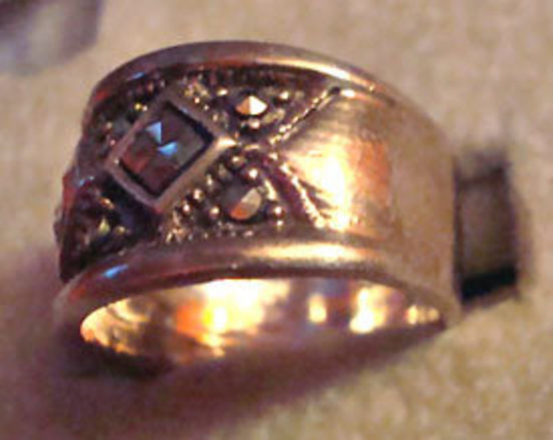 Vintage Sterling Silver Marcasite Wide Band Ring