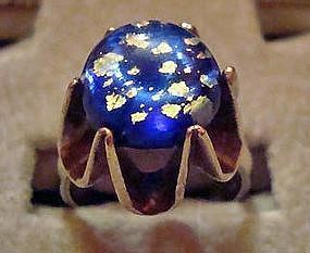 Stunning Sterling Silver Ring Mexico Blue Gem Great Setting