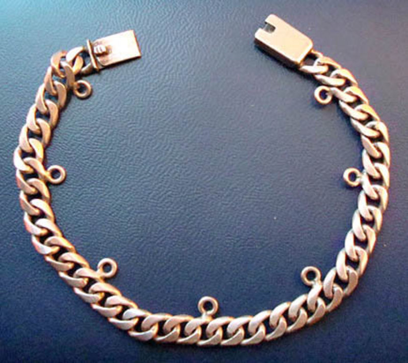 Vtg Sterling Mexico Patente 925 Wide Miami Link Charm Bracelet Signed
