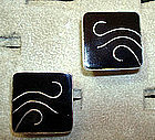 Large Sterling Enamel Cuff Links BETO Mexico Taxco