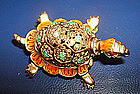 Fine Sterling Vermeil Enamel Turtle Pin by Caviness