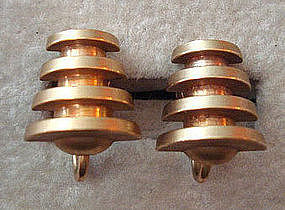 Vintage Brass Modernist Screwback Earrings Unusual