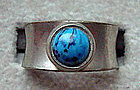 Vintage Jorgen Jensen Signed Pewter Ring Blue Stone Denmark