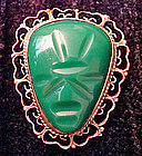 Large Sterling Taxco Mexico Aztec Mask Brooch Pendant