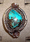 Vintage Navajo Sterling Silver Turquoise Ring Signed