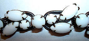 Vintage White Glass Bracelet  circa 1950