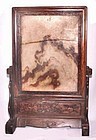 Chinese Blackwood Marble Scholar's Screen - 19th C.