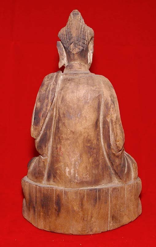 Rare Chinese Wooden Buddha -  Yuan 13th C.