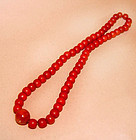 Chinese Red Glass Bead Necklace #2 - Middle Qing