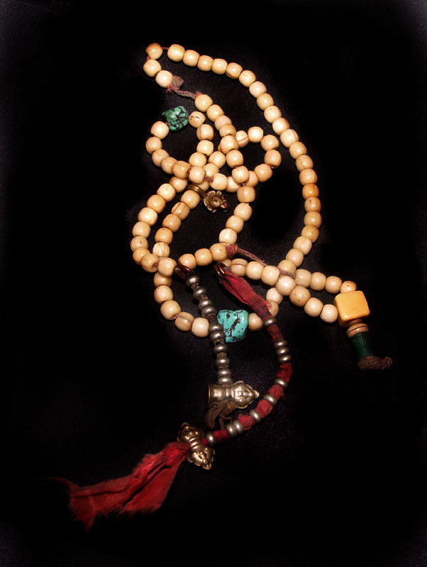 Tibetan Bone Mala Prayer Beads w/ Counters