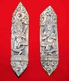 Two Rare Tibetan Bone Dancing Dakini Figures