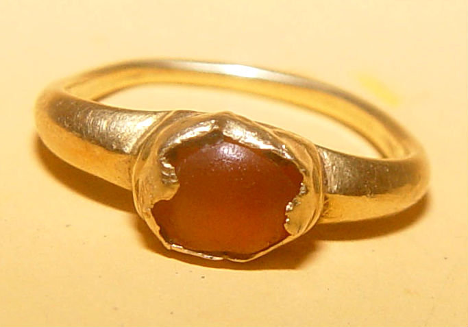 Ancient Gold Ring with Natural Brown Stone