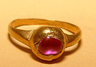 Ancient Gold Ring with a Pink Ruby