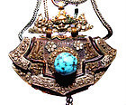 Tibetan Lady's Purse with Silver Carvings Complete
