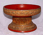 Large Rare Burmese Relief Molded Gilded Alms Basket