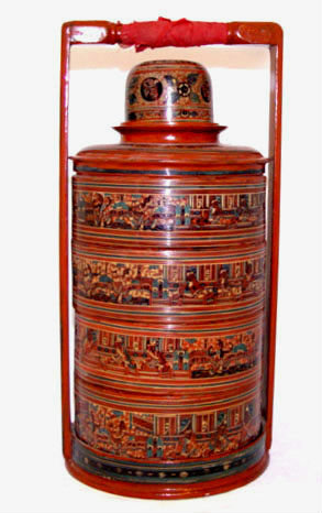 Burmese Old Lacquered Tiffin Food Container