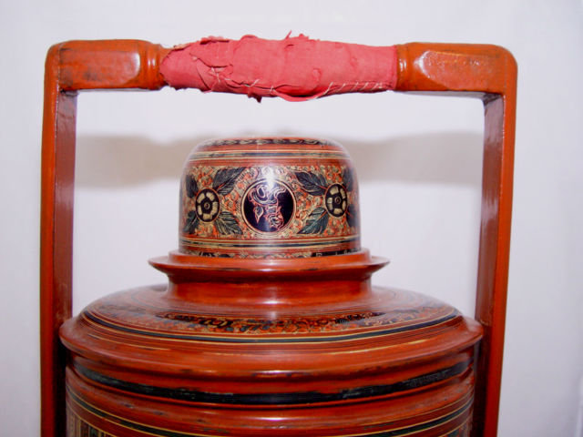 Burmese Old Lacquered Tiffin Food Container