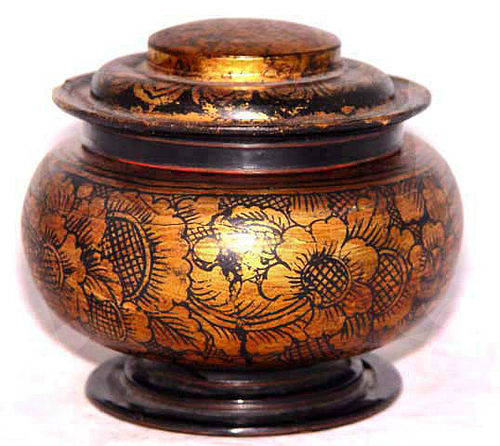 Burmese Gold Leaf Lacquered Food Container