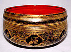 Burmese Gold-Leaf Lacquer Ware Bowl - Early 20th C.