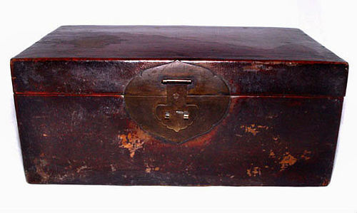 Chinese Leather Overlay Table Top Chest - 19th Century