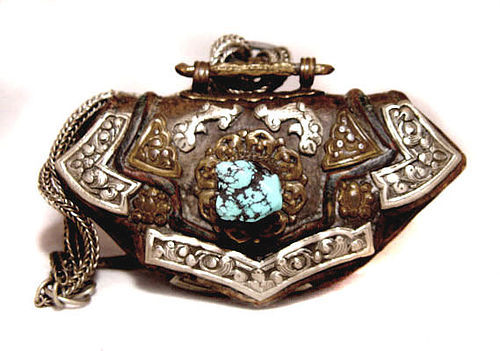 Tibetan Leather Lady's Purse w/ Silver Workings