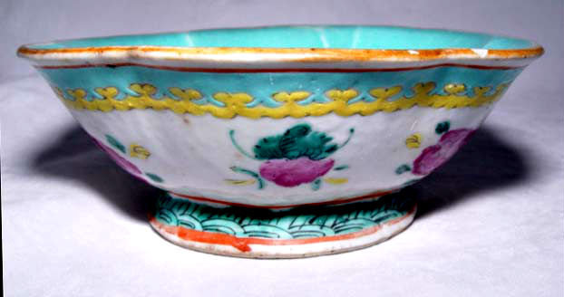 Chinese Nyonya Ware Bowl with Peaches - 19th C.