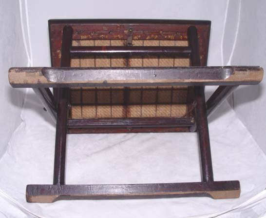 Chinese Folding Elmwood Lacquered Stool - 18th Century