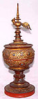 Burmese Lacquer Gilded Receptacle with Bird- 19th Century