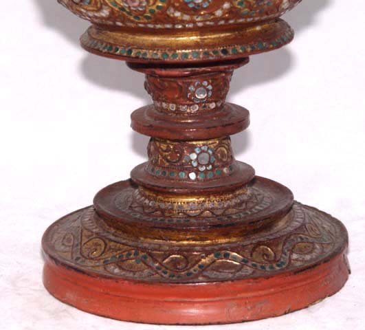 Burmese Lacquer Gilded Receptacle with Bird- 19th Century